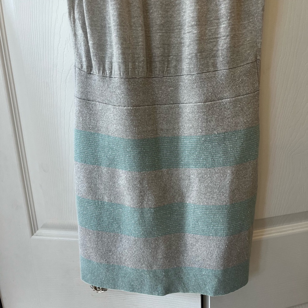 Theory Riane Riflex Drop Waist Tank Dress, Gray/Mint Green, Size M - Picture 6 of 7